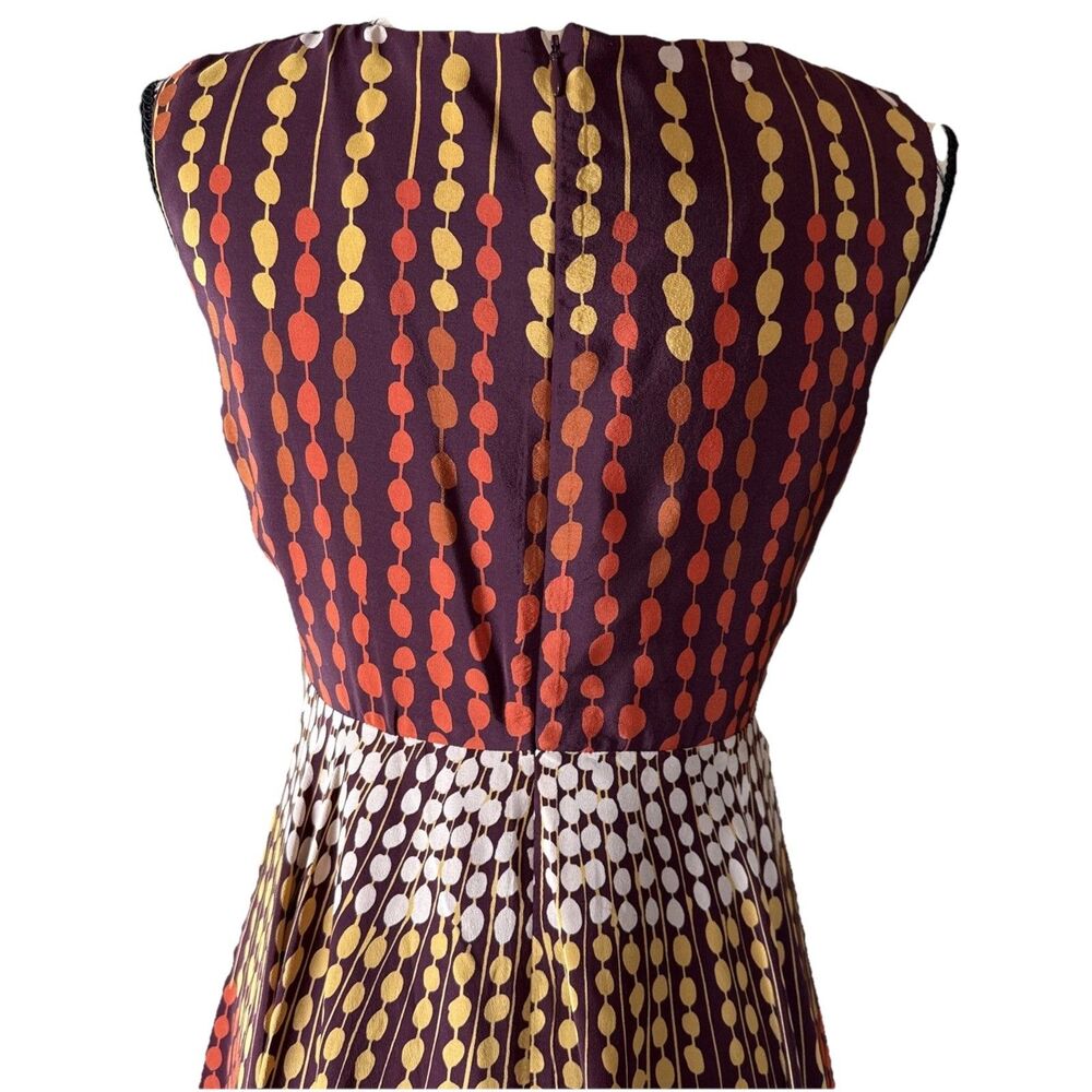 Anna Sui Made In USA Silk Ruffle Sleeveless Cocktail Dress Velvet Bow Multi Sz 4 - Picture 8 of 16